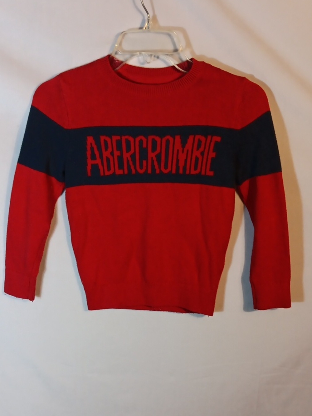 abercrombie kids Red and Navy Logo Crewneck Sweater